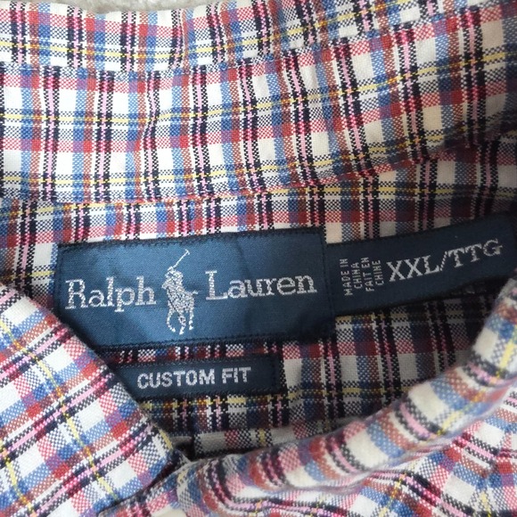 Ralph Lauren Shirt Mens 2XL‎ White Red Plaid Pony Button Down Custom Fit Outdoor - Picture 3 of 9